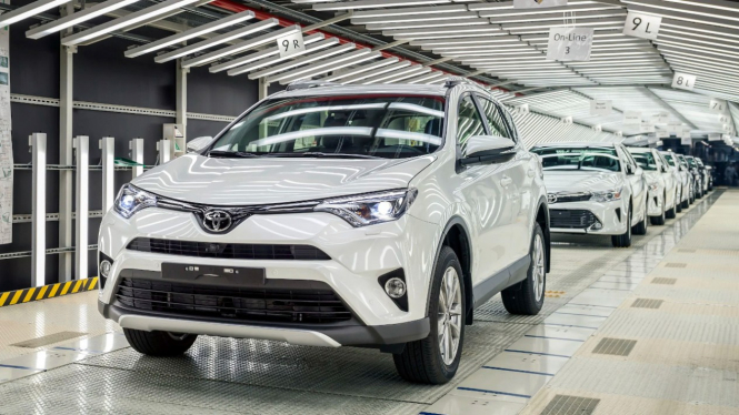 Ilustrasi pabrik mobil Toyota.
