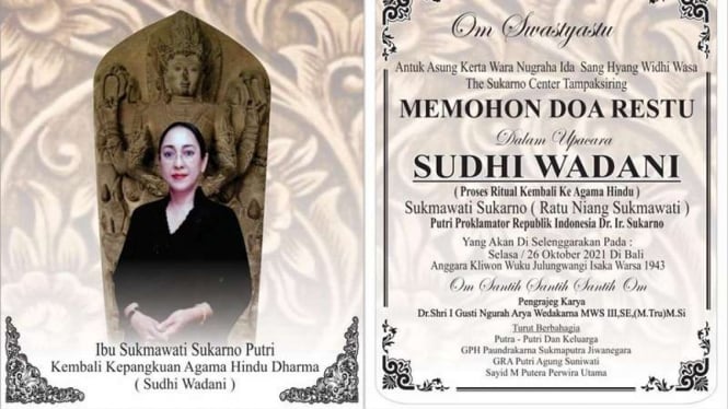 Undangan proses ritual Sukmawati Soekarnoputri pindah agama ke Hindu