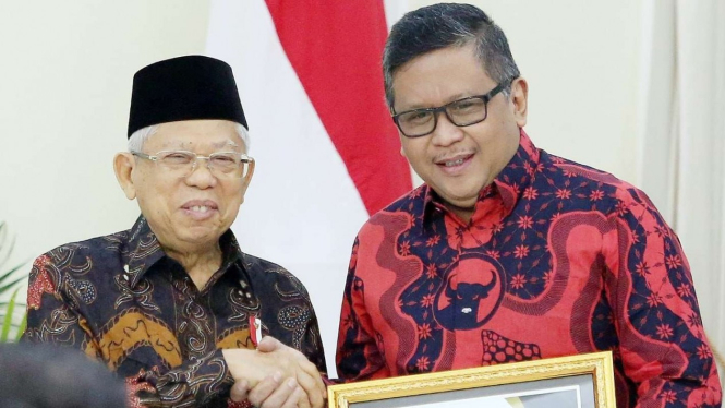 Wakil Presiden KH Ma'ruf Amin dan Hasto Kristiyanto