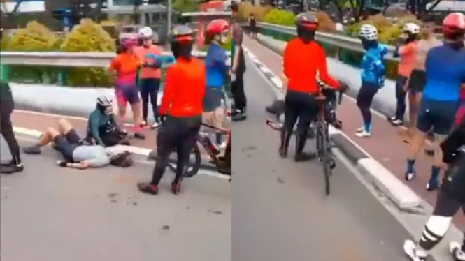 Viral Video Anak Maspion Naik Sepeda Dibacok Tangannya (Twitter/Shintar78160014)