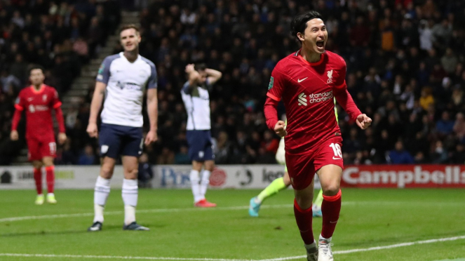 Penyerang Liverpool, Takumi Minamino cetak gol