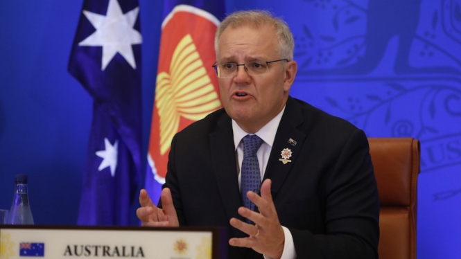 PM Scott Morrison menyatakan Australia tak punya niat untuk mengadakan senjata nuklir. (ABC News: Ian Cutmore)