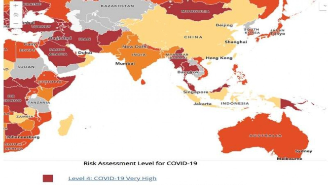 Data CDC tentang tingkat penularan COVID-19 berdasarkan Destinasi 