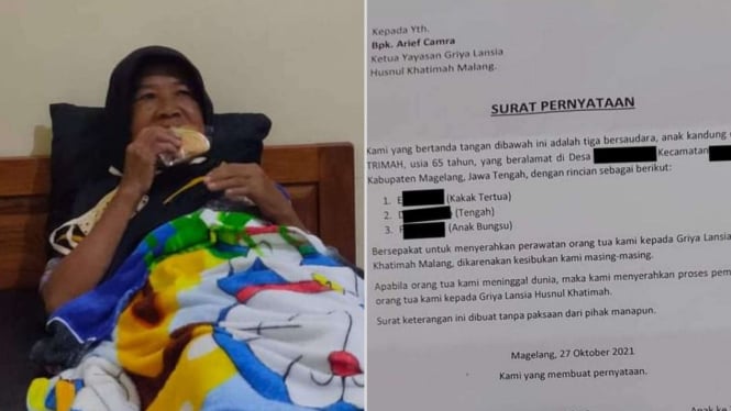 Lansia dititipkan di panti jompo di Malang oleh tiga anaknnya