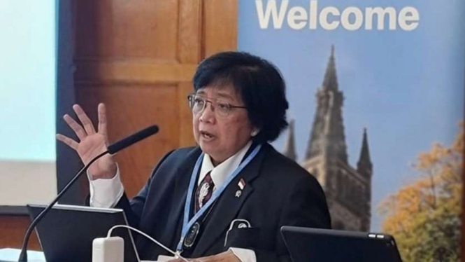Menteri Lingkungan Hidup dan Kehutananan, Siti Nurbaya di Glasgow.