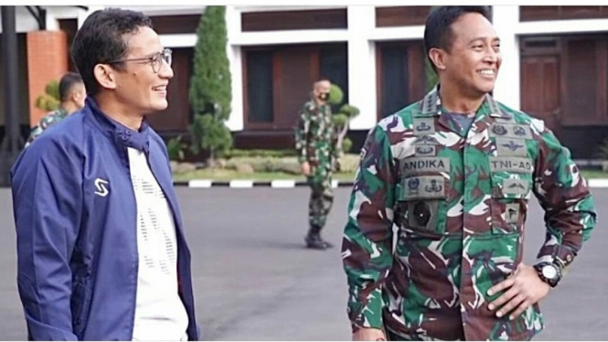 Menteri Pariwisata Sandiaga Uno dan Panglima TNI Jenderal Andika Perkasa