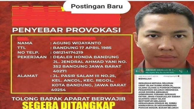 Pria penyebar poster mengajak lawan Densus 88 dan bakar kantor polisi