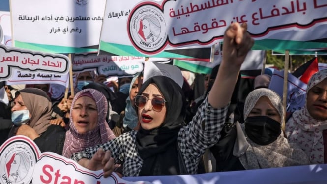 Warga Palestina protes keputusan Israel soal organisasi cap teroris. AFP Via BBC Indonesia