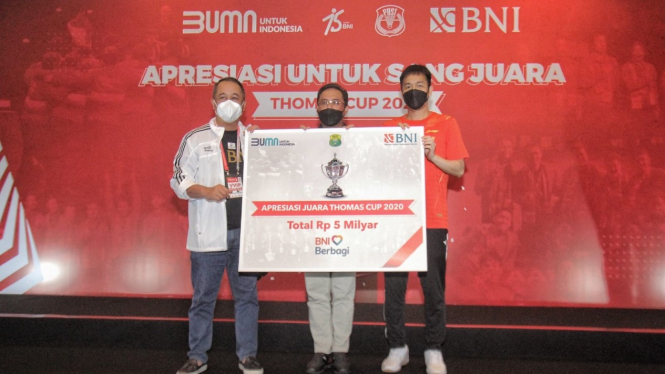Dok. Foto BNI - Appreciation Night Thomas Cup 2020 di Bali, Minggu (21/11/2021).