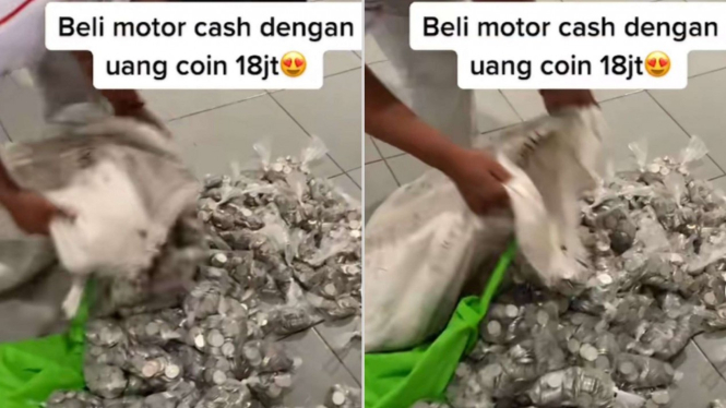 Viral pria beli motor pakai uang koin