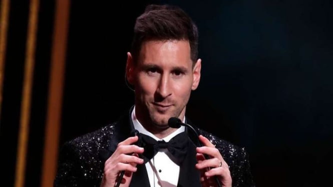 Messi usai raih gelar Ballon d'Or 2021