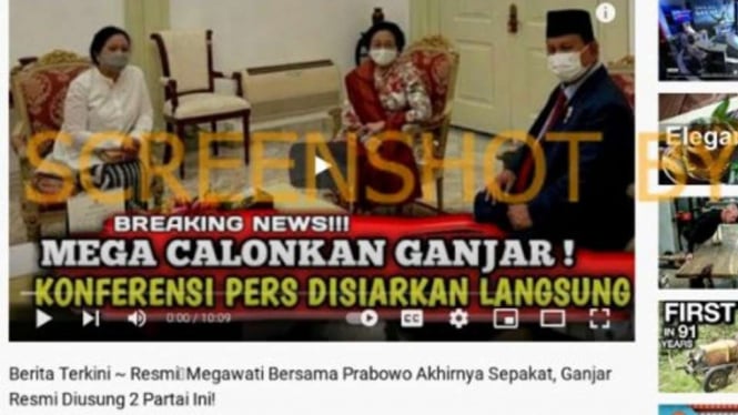 Sebuah kanal Youtube mengunggah video dengan keterangan bahwa Megawati Soekarnoputri dan Prabowo Subianto bersepakat mencalonkan Ganjar Pranowo sebagai presiden pada pemilu tahun 2024.