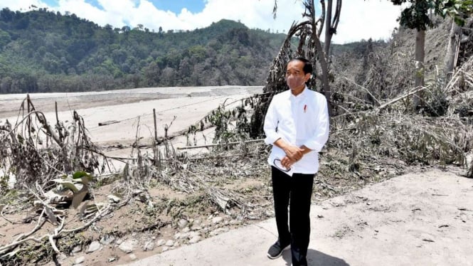 Presiden Jokowi Tinjau Jembatan Besuk Koboan yang Runtuh Akibat Erupsi Semeru