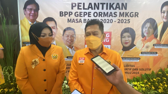 Ketua Umum DPP Ormas MKGR Adies Kadir di acara pelantikan BPP Gepe Ormas MKGR.