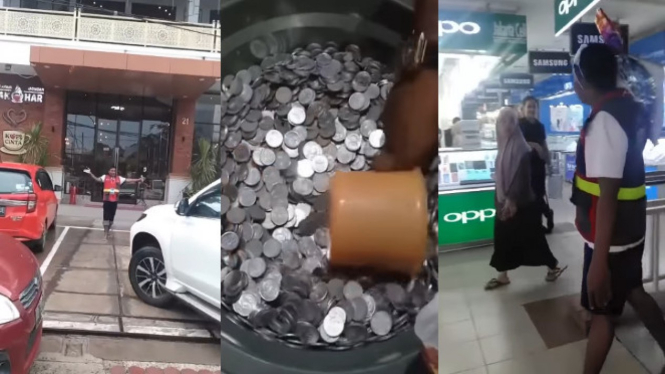 Viral Tukang Parkir Beli Hp dengan Uang Receh Sekarung 