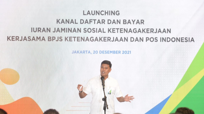 Launching aplikasi Pospay kerjasama BPJAMSOSTEK dan Pos Indonesia.