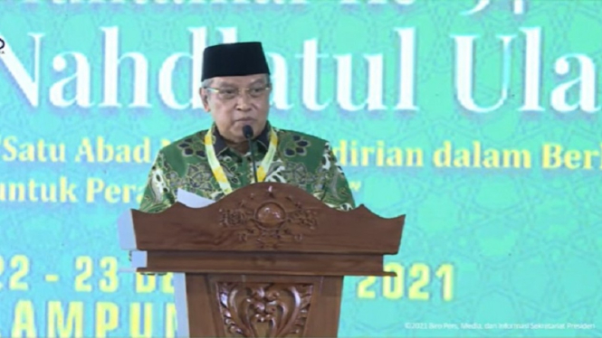 Ketua Umum PBNU KH Said Aqil Siradj di Muktamar NU ke-34  di Lampung