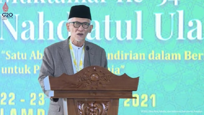 Rais Syuriah PBNU KH Miftachul Akhyar di Muktamar NU ke-34 di Lampung