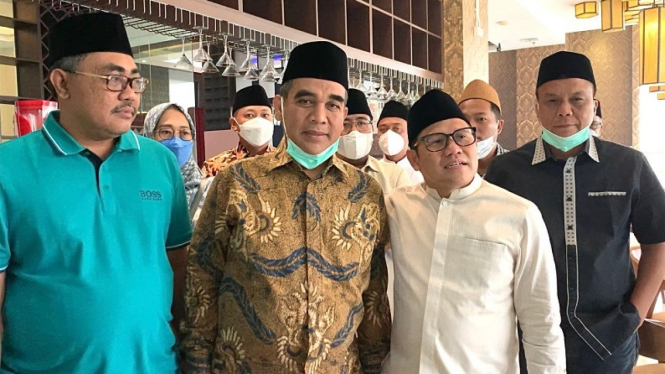 Sekjen Gerindra Ahmad Muzani bertemu dengan Ketua Umum PKB Muhaimin Iskandar