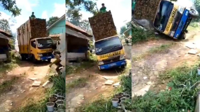 Viral Detik-detikk Truk Menimpa Rumah Warga