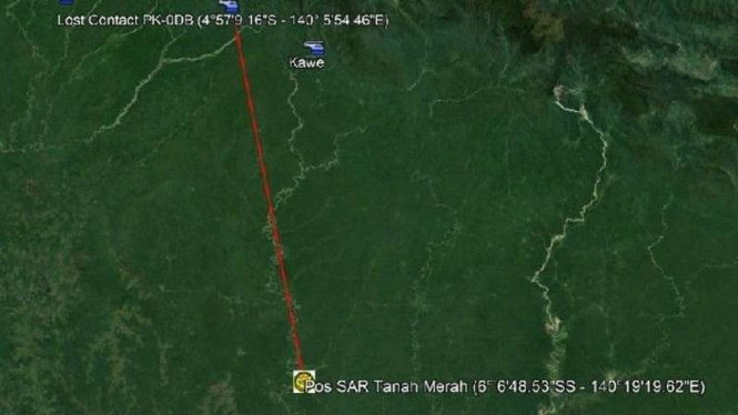 Peta lokasi kecelakaan yang dialami helikopter milik Airfast.