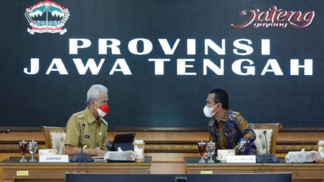 Gubernur Jateng Ganjar Pranowo bertemu Wali Kota Pariaman Genius Umar