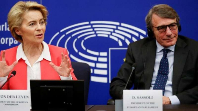 Presiden Parlemen Eropa David Sassoli (kanan) dan Presiden Komisi Eropa Ursula von der Leyen (kiri)