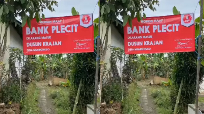 Viral Spanduk Bank Plecit Dilarang Masuk ke Dusun Krajan 