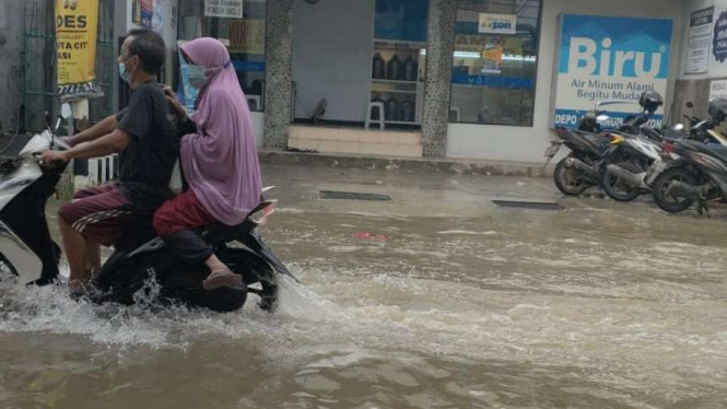 Banjir di Cabangbungin, Kabupaten Bekasi, Jabar.