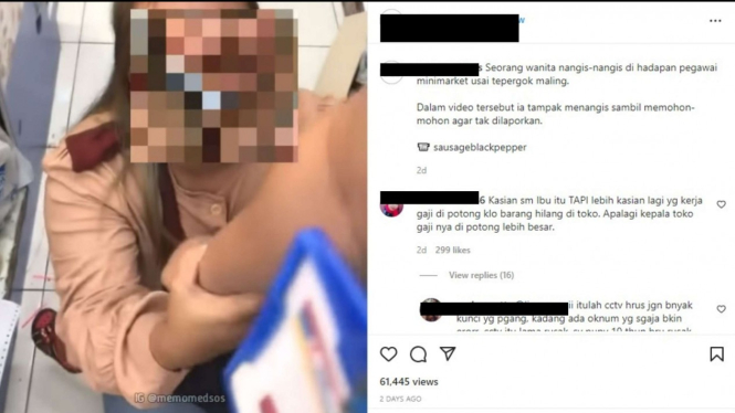 Perempuan yang sedang menggendong anak diduga mencuri di minimarket