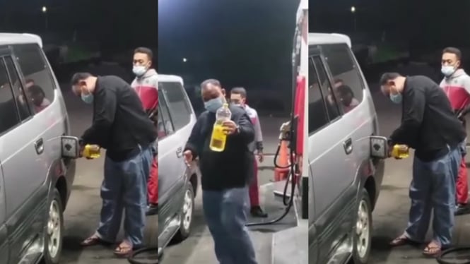 Viral Pengendara Isi Bensin Mobil Pakai Minyak Goreng 