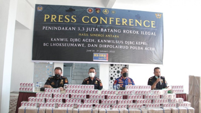 Rokok Ilegal Senilai Rp 6,6 Miliar Disita Bea Cukai Aceh. 