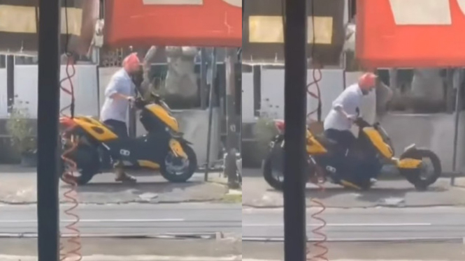 Viral, Akibat Parkir Sembarangan Motor Ini Copot Bannya