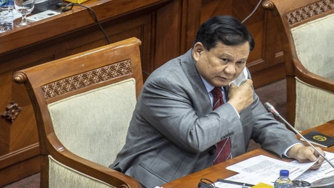 Menteri Pertahanan RI Prabowo Subianto saat Rapat di DPR
