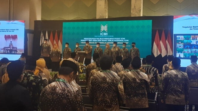 Acara pengukuhan pengurus ICMI periode 2021-2026 yang dihadiri Presiden Jokowi.
