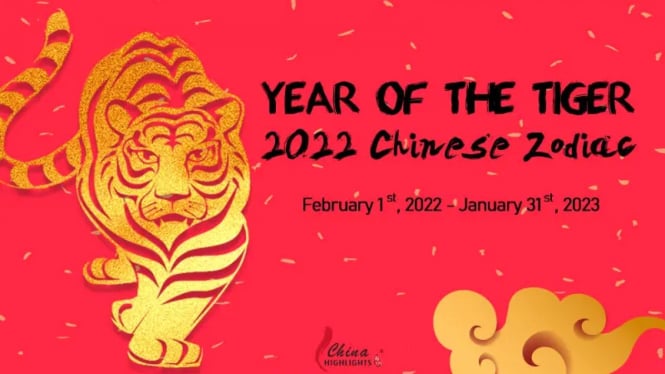 ilustrasi tahun macan pada perayaan tahun baru Imlek 2022