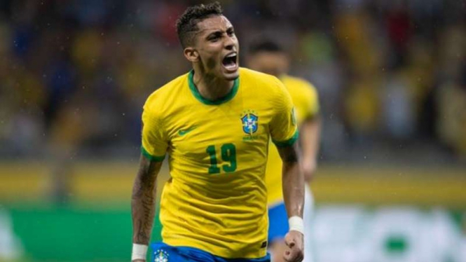 Pemain Brasil, Raphinha rayakan gol