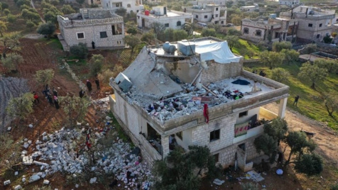 Rumah pemimpin ISIS, Abu Ibrahim al-Hashimi al-Quraishi, rusak akibat operasi militer AS.