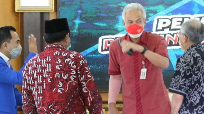 Gubernur Jateng Ganjar Pranowo saat audiensi dengan Forkopimda Kota Tegal.