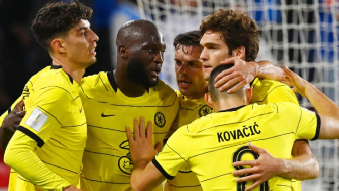 Selebrasi pemain Chelsea usai membobol gawang Al Hilal