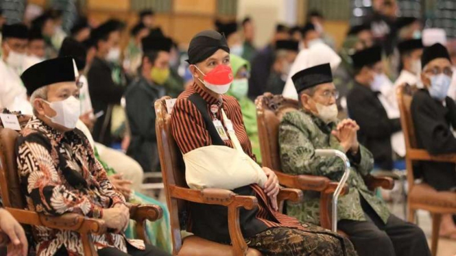 Gubernur Jawa Tengah Ganjar Pranowo saat menghadiri acara PWNU Jateng