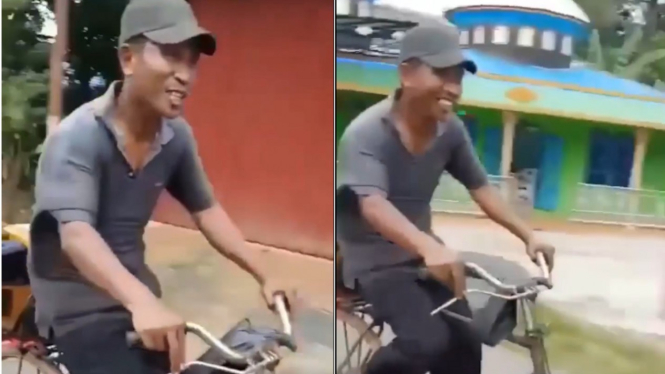 Pengendara sepeda yang jadi viral di media sosial.