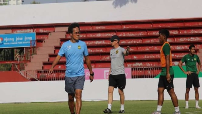 Skuad Timnas Malaysia menjalani latihan jelang Piala AFF U-23