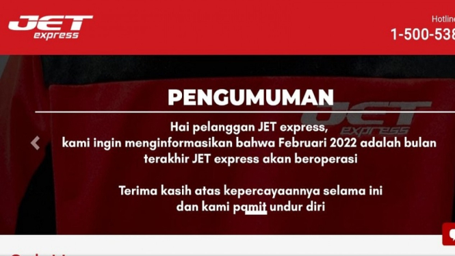 JET Express berhenti beroperasi