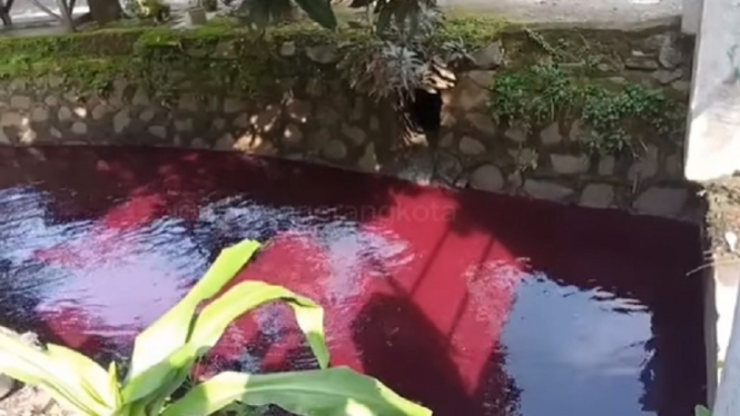 Viral air kali di Tangerang berwarna ungu pekat