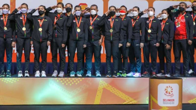 Tim putri Indonesia juara Badminton Asia Team Championships 2022.