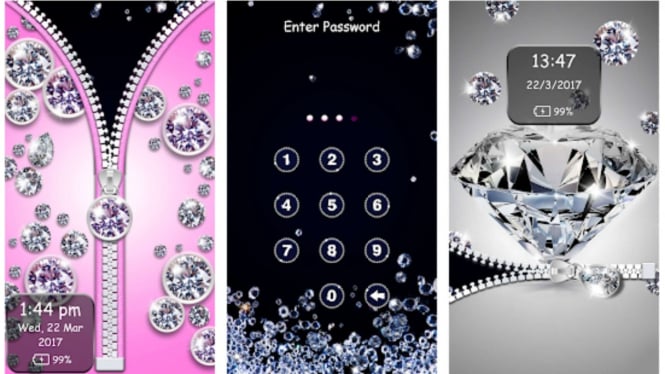 Diamond Zipper Lock Screen.