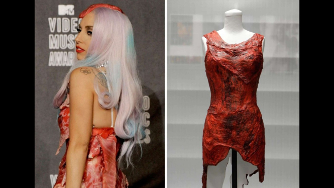 Kostum daging Lady Gaga rancangan Franc Fernandez