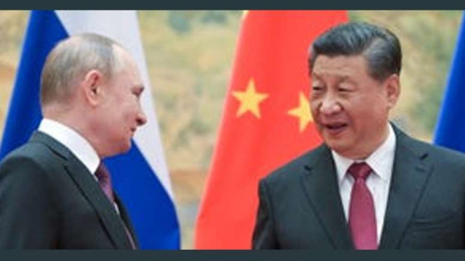 Presiden Rusia Vladimir Putin dan Presiden China Xi JInping.