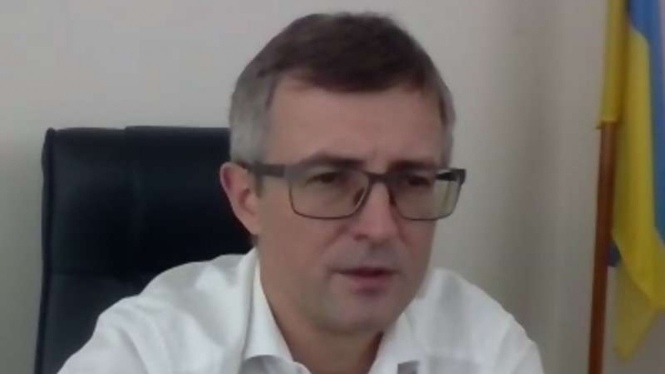 Dubes Ukraina untuk RI Vasyl Hamianin saat konferensi pers virtual